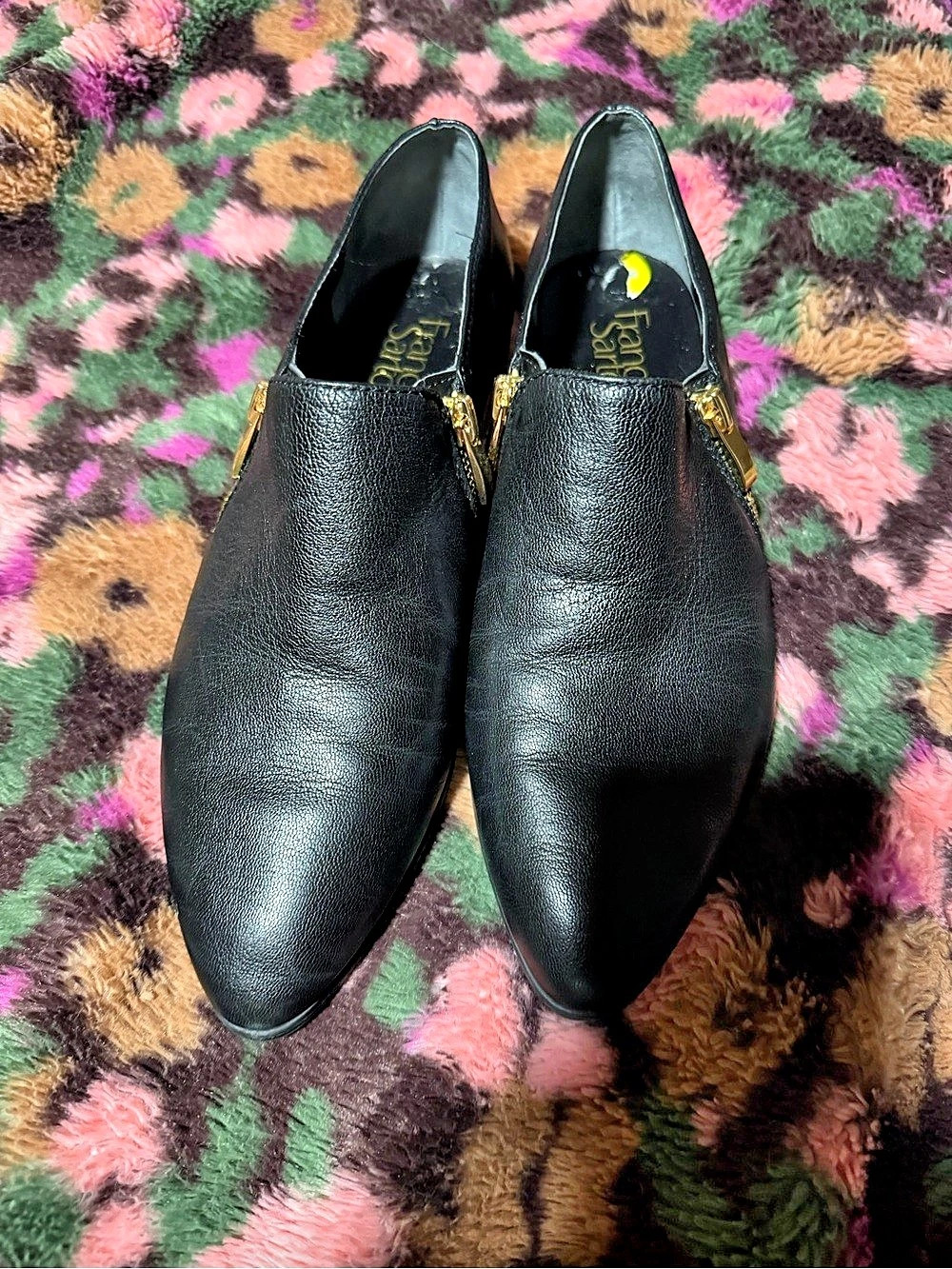 Franco Sarto Black Leather Zip Loafers US 8.5